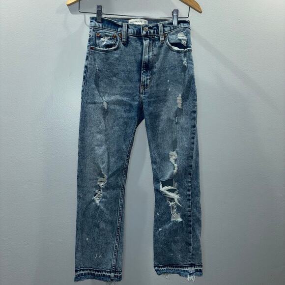 Abercrombie & Fitch Ultra High Rise Ankle Straight Jeans Size 25 - Picture 1 of 10